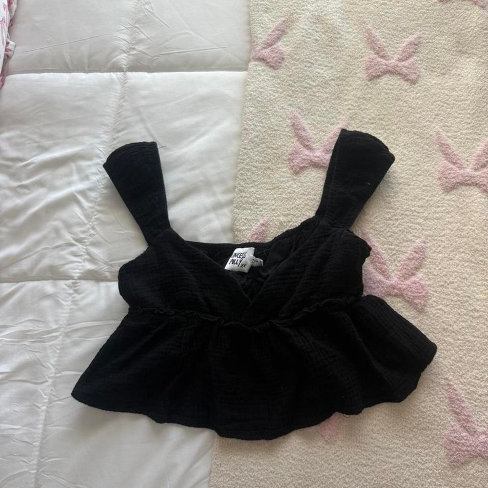 black princess Polly baby doll ruffle top